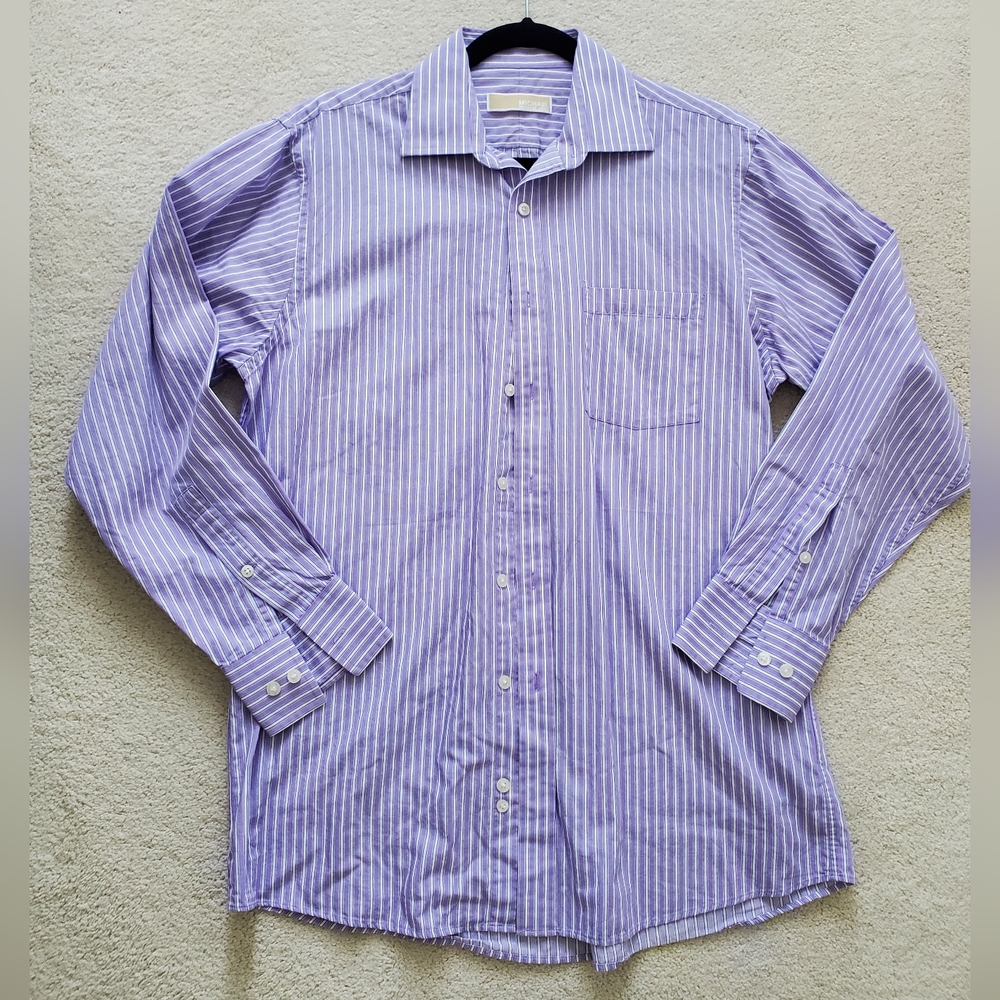 Michael Kors Purple/White Striped Button-up Shirt szXL